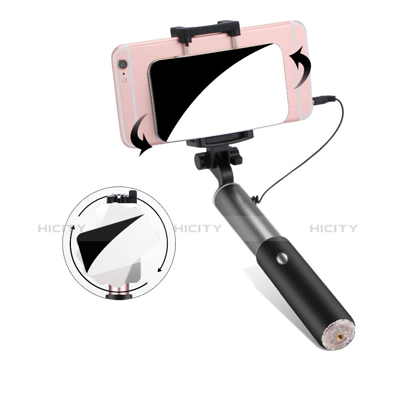 Perche de Selfie Filaire Baton de Selfie Cable Extensible de Poche Universel S11 Gris Plus