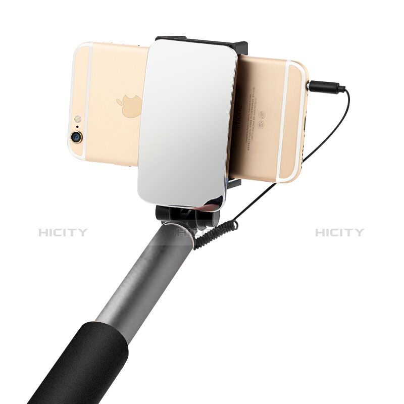 Perche de Selfie Filaire Baton de Selfie Cable Extensible de Poche Universel S11 Gris Plus