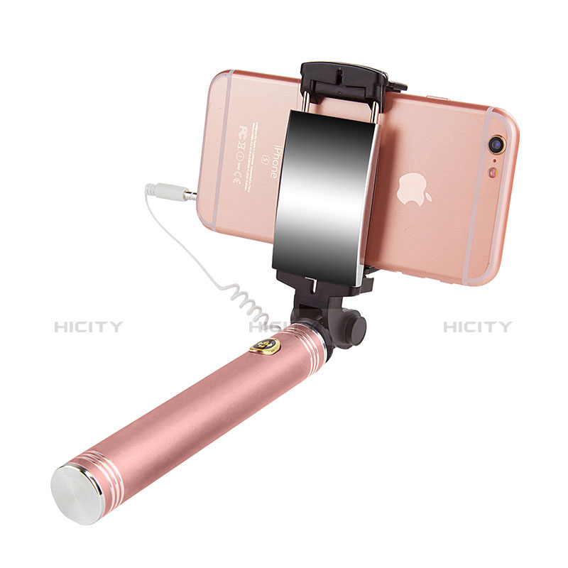 Perche de Selfie Filaire Baton de Selfie Cable Extensible de Poche Universel S22 Or Rose Plus