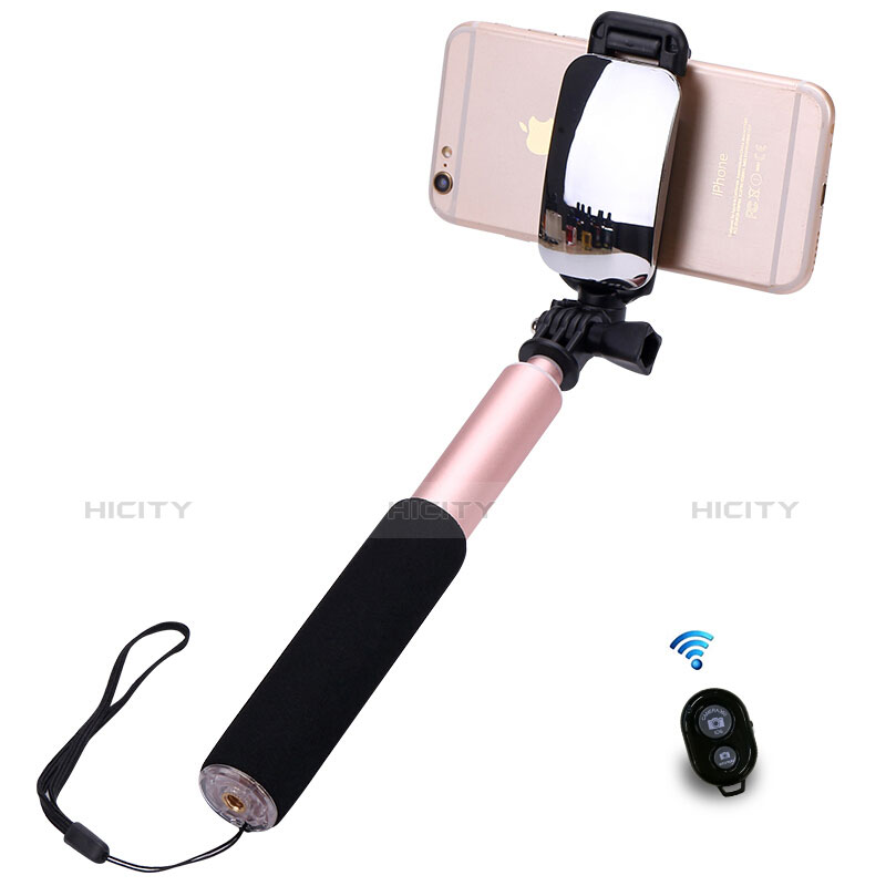 Perche de Selfie Sans Fil Bluetooth Baton de Selfie Extensible de Poche Universel S13 Or Rose Plus