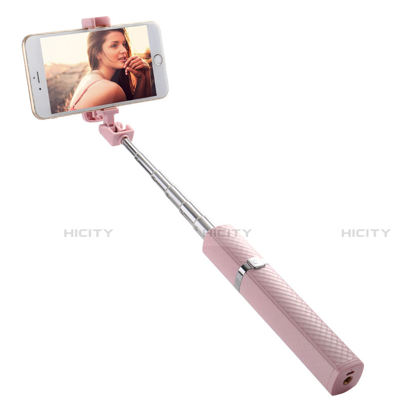 Perche de Selfie Trepied Sans Fil Bluetooth Baton de Selfie Extensible de Poche Universel T19 Rose Plus