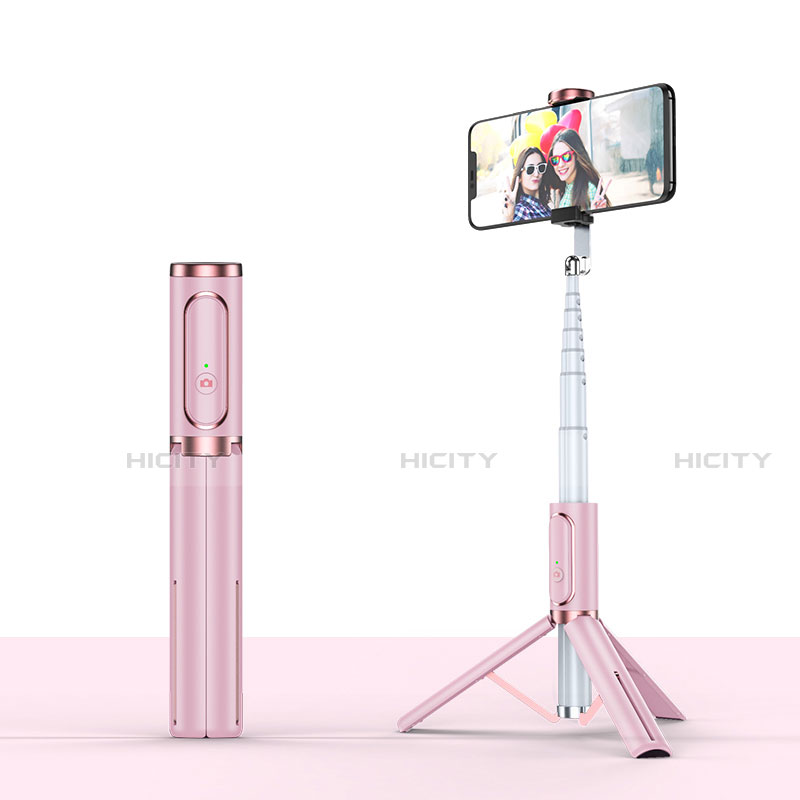 Perche de Selfie Trepied Sans Fil Bluetooth Baton de Selfie Extensible de Poche Universel T26 Or Rose Plus