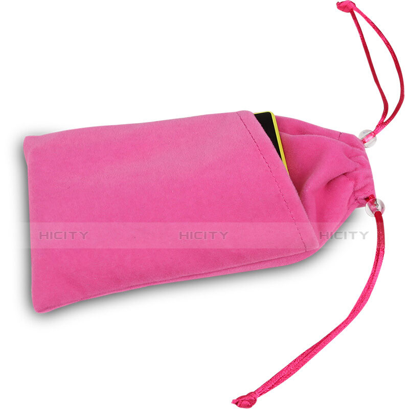 Pochette Velour Coque Universel Rose Rouge Plus