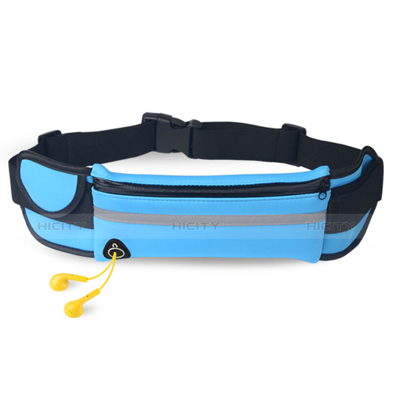 Sacs Banane Ceinture de Course Reglable Etanche Universel B31 Bleu Ciel Plus