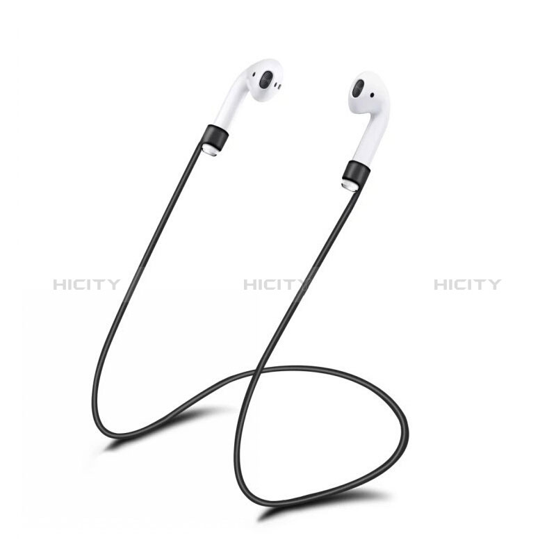 Sangle de Sport Silicone Cable Anti-Perdu C01 pour Apple AirPods Noir Plus