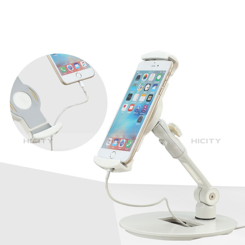 Support de Bureau Support Tablette Flexible Universel Pliable Rotatif 360 H06 pour Apple iPad 4 Blanc Plus