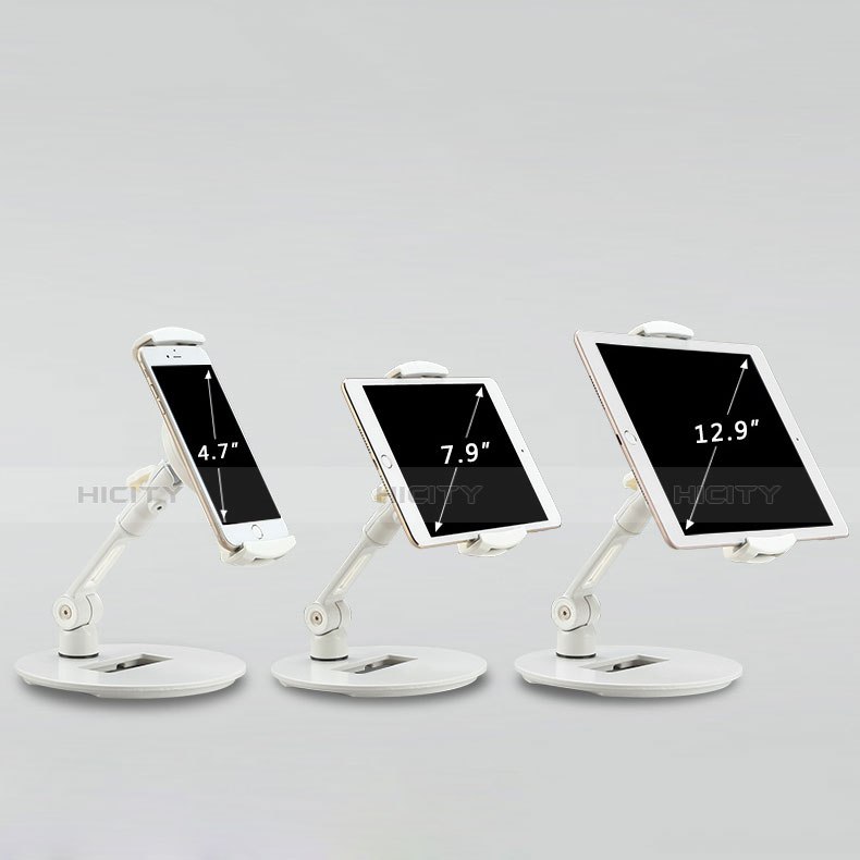 Support de Bureau Support Tablette Flexible Universel Pliable Rotatif 360 H06 pour Huawei MediaPad C5 10 10.1 BZT-W09 AL00 Blanc Plus