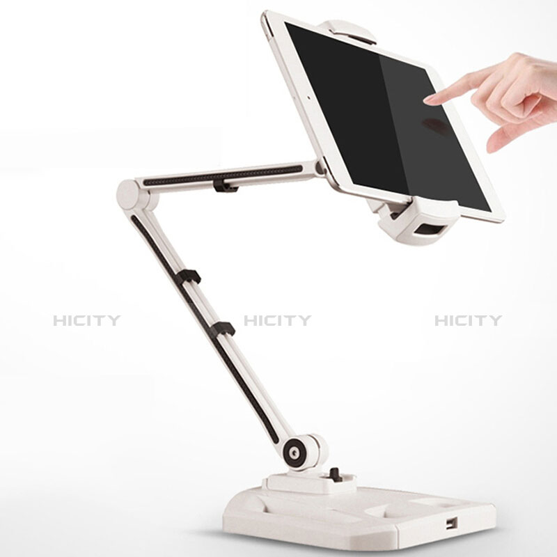 Support de Bureau Support Tablette Flexible Universel Pliable Rotatif 360  H07 pour Apple iPad Pro 12.9 Blanc
