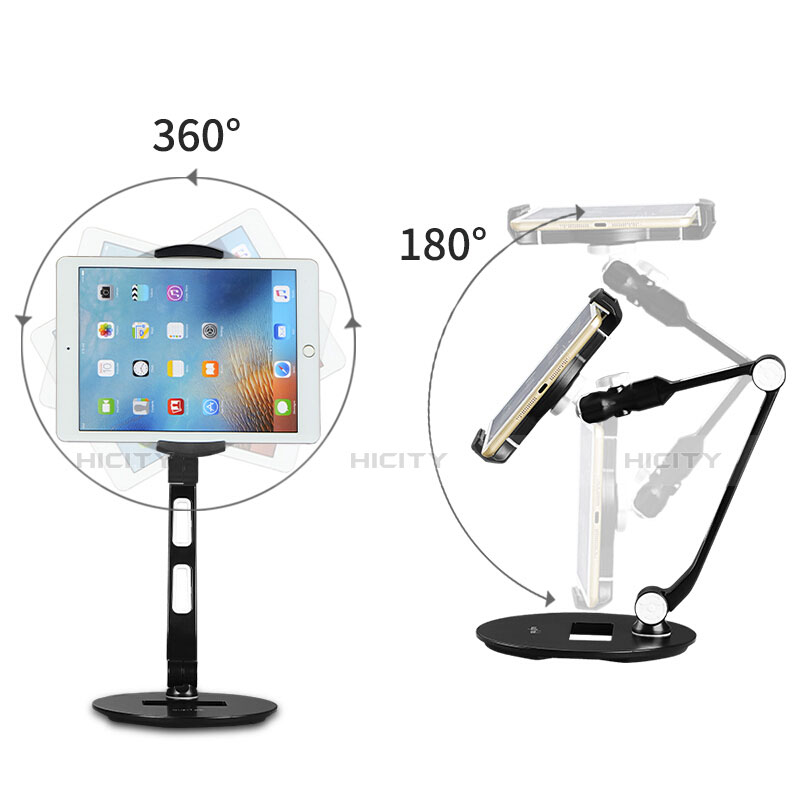 Support de Bureau Support Tablette Flexible Universel Pliable Rotatif 360 H08 pour Apple iPad 10.2 (2020) Noir Plus