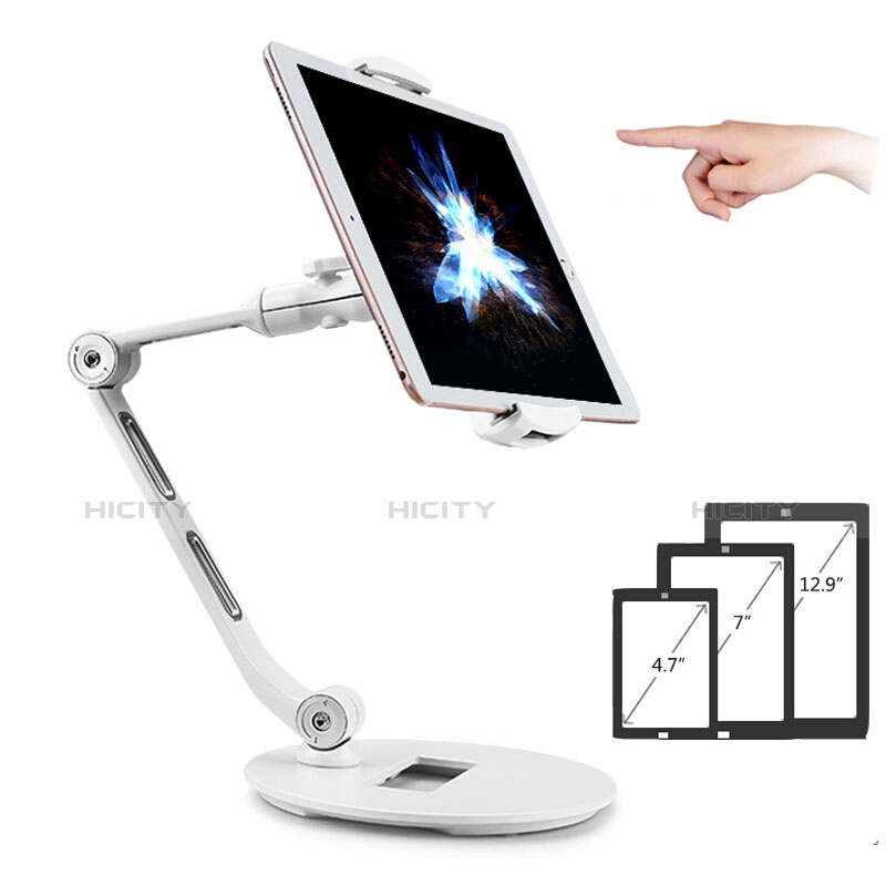 Support de Bureau Support Tablette Flexible Universel Pliable Rotatif 360 H08 pour Huawei MediaPad M5 10.8 Blanc Plus