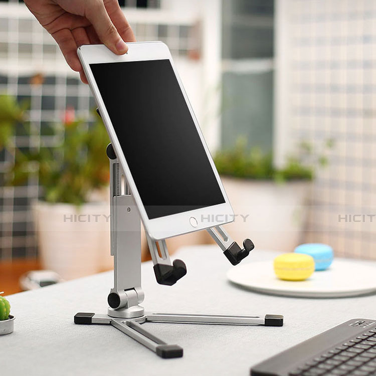 Support de Bureau Support Tablette Flexible Universel Pliable Rotatif 360 K19 pour Apple iPad 10.2 (2020) Argent Plus